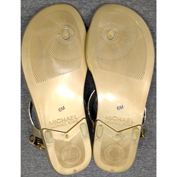 MICHAEL MICHAEL KORS Sandals- Gold, Thong, Heel Strap, Floral Jewel, Size 6 - Picture 5 of 8